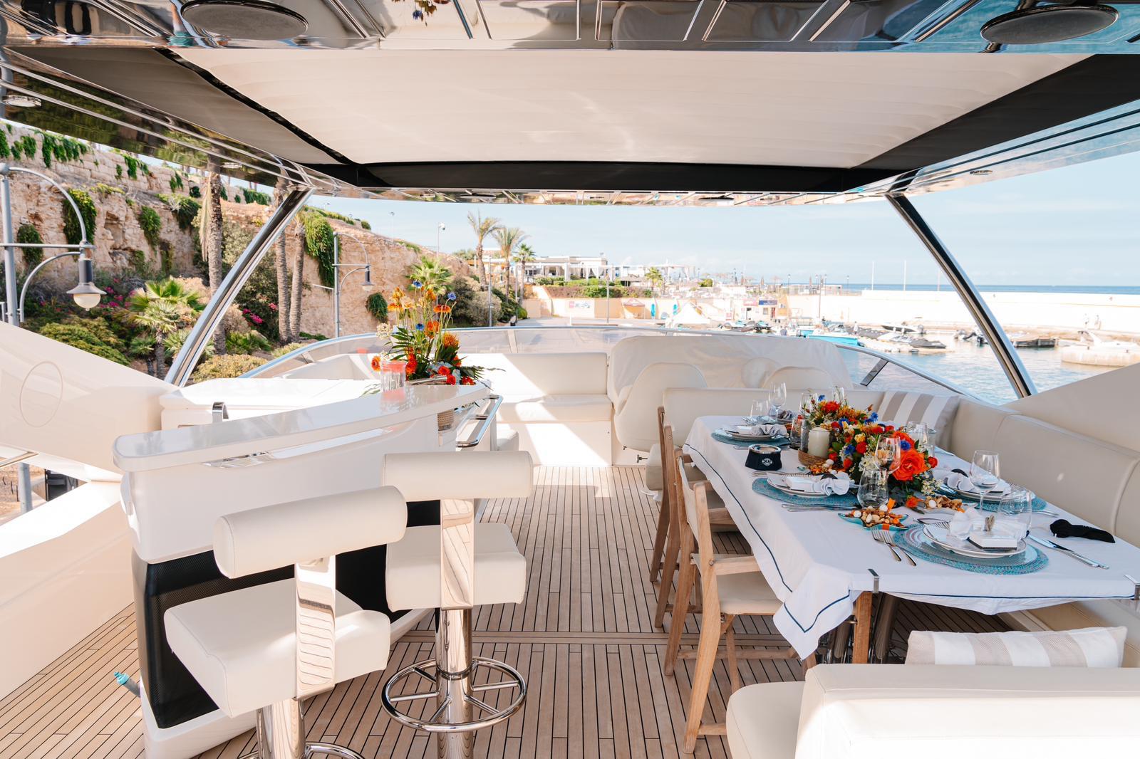 Top deck table set for a private dinner