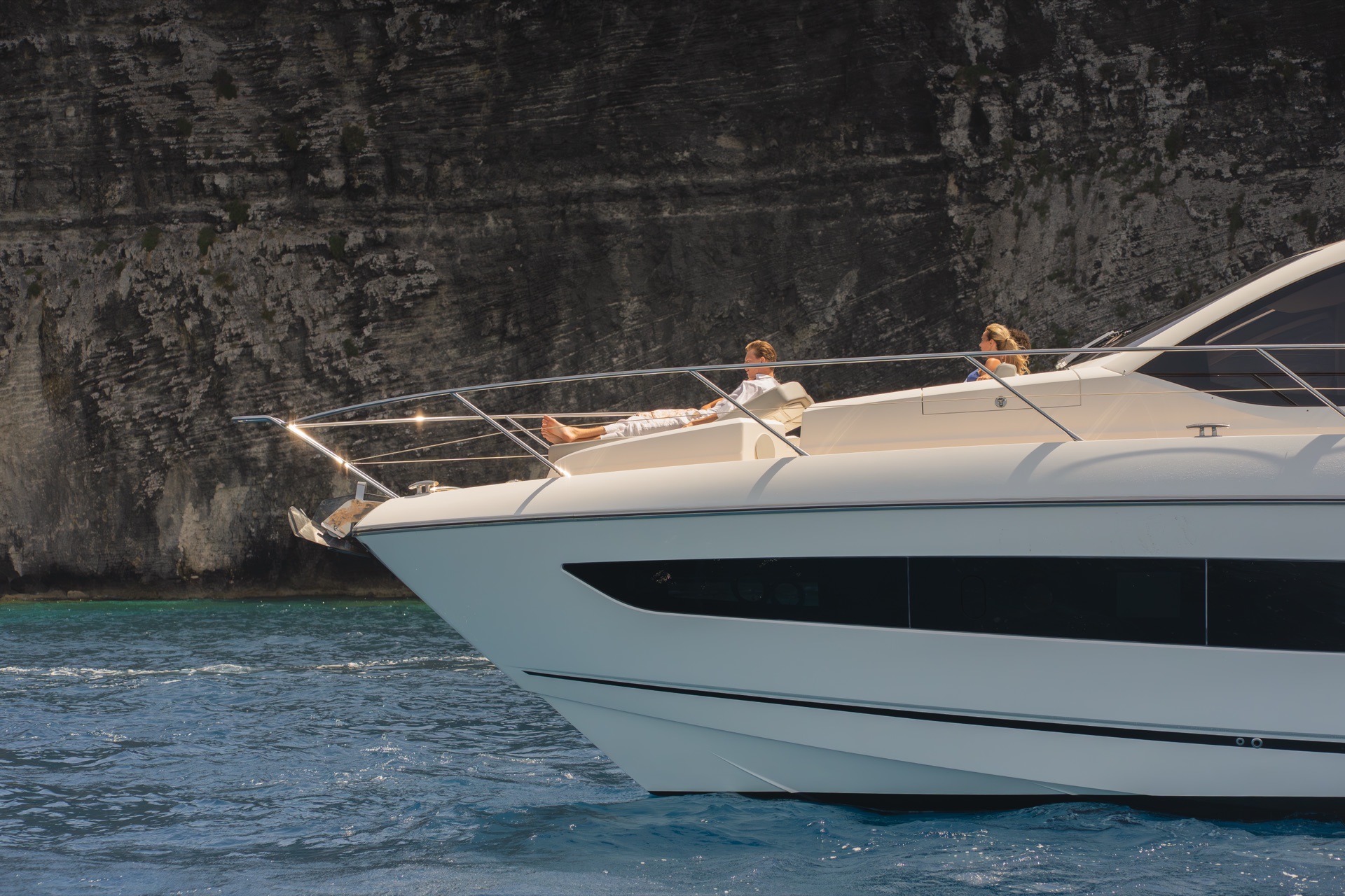 Yacht near Maltese cliffs