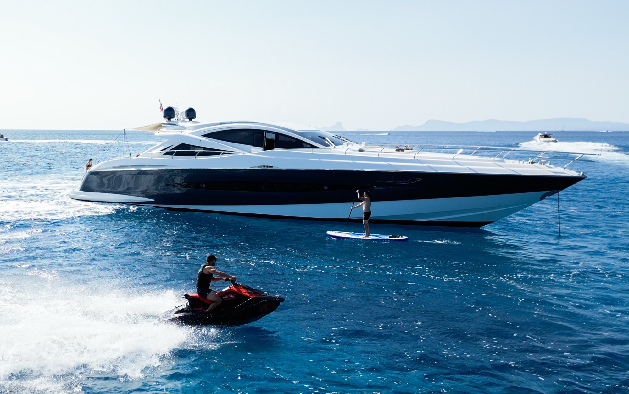 Group water toys on a Malta charter