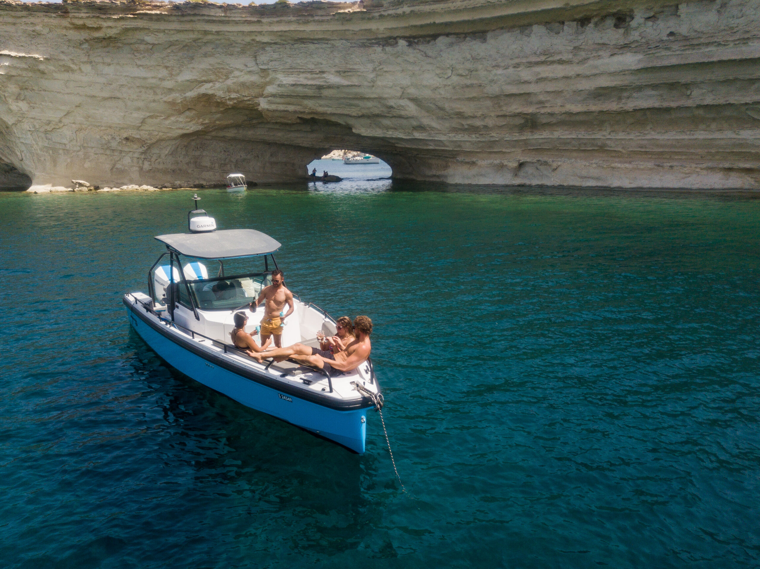 Lifestyle moment on the deck of a charter yacht in Malta